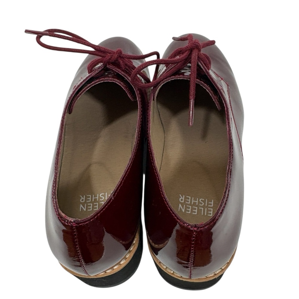 EILEEN FISHER Eddy Derby Shiny Patent Red loafers shoes 6.5 - Picture 7 of 9